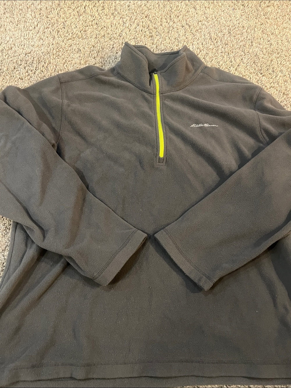 Eddie Bauer Charcoal Performance Fleece with Neon Yellow Zip